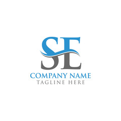 Swoosh Letter SE Logo Design Vector Template. Water Wave SE Logo Vector.