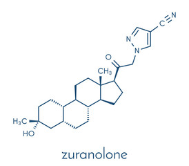 Zuranolone drug molecule. Skeletal formula.