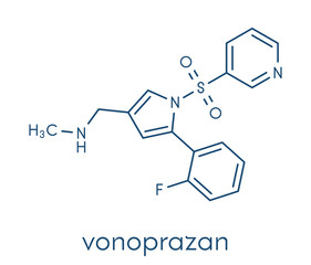 Vonoprazan drug molecule. Skeletal formula.
