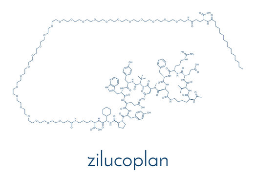 Zilucoplan myasthenia gravis drug molecule. Skeletal formula.