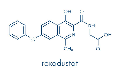 Roxadustat drug molecule. Skeletal formula.