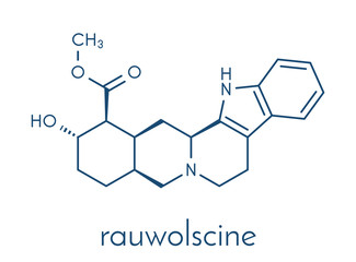 Fototapeta premium Rauwolscine alkaloid molecule. Skeletal formula.