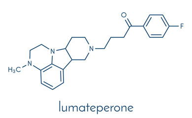 Lumateperone antipsychotic drug molecule. Skeletal formula.