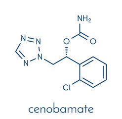 Cenobamate seizures drug molecule. Skeletal formula.