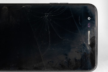 Obraz premium details of a broken screen of a smart phone