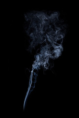 Photo of real white smoke on black background
