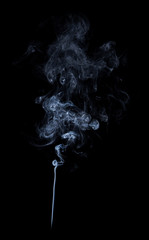 Photo of real white smoke on black background