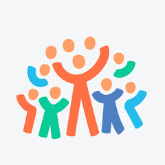 Leader with crowd of people. Vector illustration.