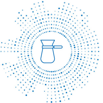 recommend clip art: Blue line Coffee turk icon isolated on white background. Abstract circle random dots. Vector Illustration