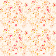 Seamless pattern of simple roses. Watercolor illustration, handmade.