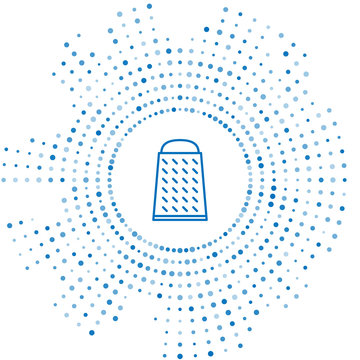 recommend clip art: Blue line Grater icon isolated on white background. Kitchen symbol. Cooking utensil. Cutlery sign. Abstract circle random dots. Vector Illustration
