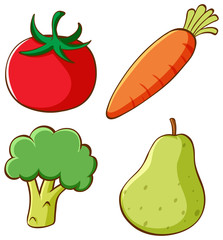 Set of isolated vegetables