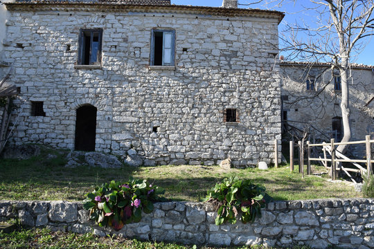 Castropignano, Italy, 12/24/2019. A typical stone house in a medieval village in the Molise region