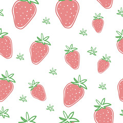 seamless pattern with strawberries in flat style