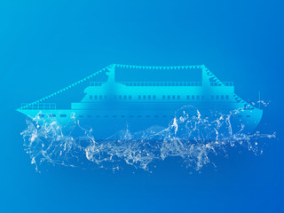 Fototapeta premium Schiff, Wasser, Blauer Hintergrund
