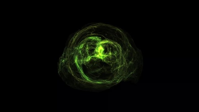 Electric green energy orb, stargate, plasma ball or vfx animation for space, magic or science effect layer