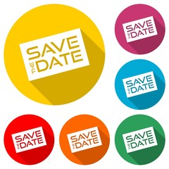 Save The Date Label with long shadow