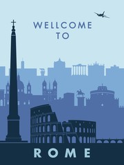 Plakat rome skyline with vector illustration