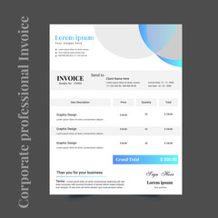 Creative Corporate Professional invoice Template design