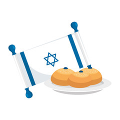flag israel with bread isolated icon vector illustration design