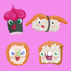 fun sushi on a pink background