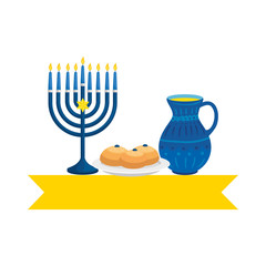 chandelier with breads and teapot vector illustration design