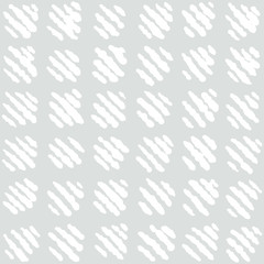 Hand drawn imperfect yet organazed geometrical pattern, imitating stiched fabric.Light gray silver and white colors. Monochrome eco friendly hand crafted seamless vector reapeat.