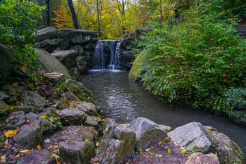 New York, NY, USA: A waterfall near the North Woods section of Central Park.