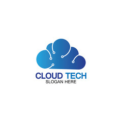 Cloud technology logo icon template.Cloud symbol with circuit pattern. IT and computers, internet and connectivity vector illustration.