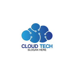 Obraz premium Cloud technology logo icon template.Cloud symbol with circuit pattern. IT and computers, internet and connectivity vector illustration.