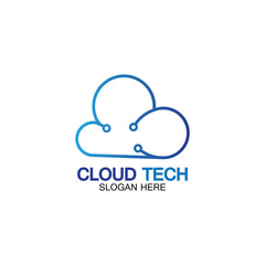 Obraz premium Cloud technology logo icon template.Cloud symbol with circuit pattern. IT and computers, internet and connectivity vector illustration.