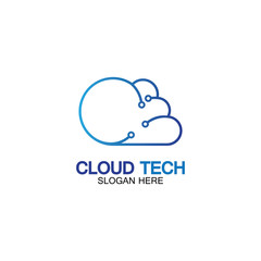 Obraz premium Cloud technology logo icon template.Cloud symbol with circuit pattern. IT and computers, internet and connectivity vector illustration.
