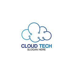 Cloud technology logo icon template.Cloud symbol with circuit pattern. IT and computers, internet and connectivity vector illustration.