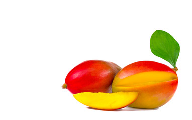 .cut mango on a white background