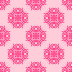 Fantasy seamless pattern with ornamental mandala. Abstract round doodle flower background. Floral geometric circle. Vector illustration.  