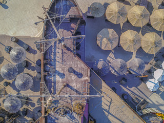 Old Sailboat from above. Travel concept.