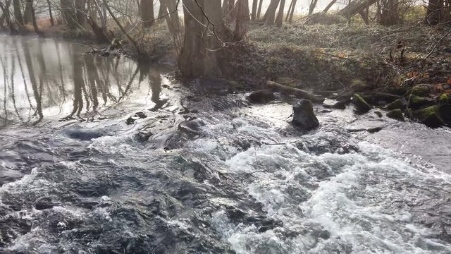 Morgenstimmung am Bach mit Nebel