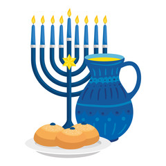 chandelier with teapot and bread isolated icon vector illustration design