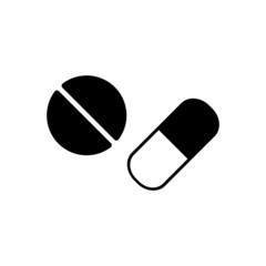 Round medical tablet pills vector icon illustration isolated on white background