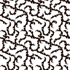 Vector contrasting seamless pattern with black curls in a curvy line on a white background.