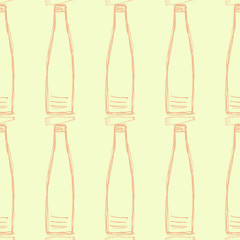 Seamless vector artwork, bottle abstract, hand drawn texture, backdrop or background. Illustration, details, concept & template.