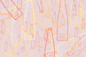 Abstract hand drawn bottle, artistic for graphic design, catalog, textile or texture printing & background.