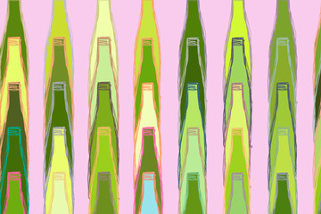 Artistic bottle hand drawn background abstract. Canvas, pattern, web & creative.