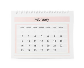 Paper calendar isolated on white. Planning concept