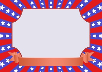 Obraz premium red blue background with stars and decorative frame