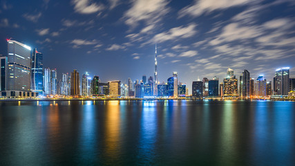 Fototapeta na wymiar Night skyline of Dubai, UAE
