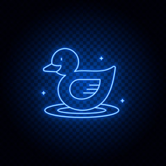 duck, toy neon icon. Blue neon vector icon. Transparent background.