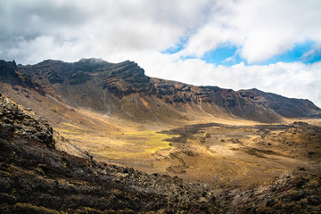 Desert volcanic scenery along the Tongariro Alpine Crossing, New Zealand 