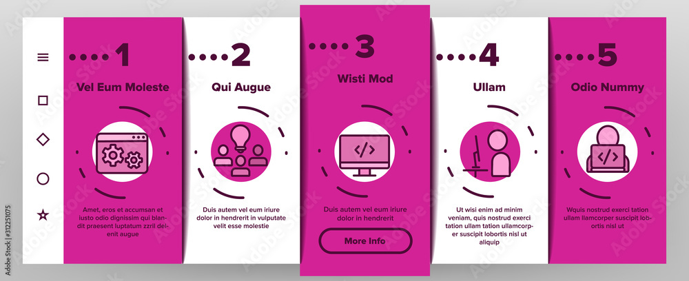 Poster developer onboarding mobile app page screen vector