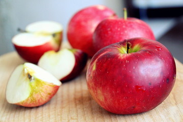 Naklejka na ściany i meble Red apples. Sweet fruits. Vitamins Healthy food. Health. Digestion.